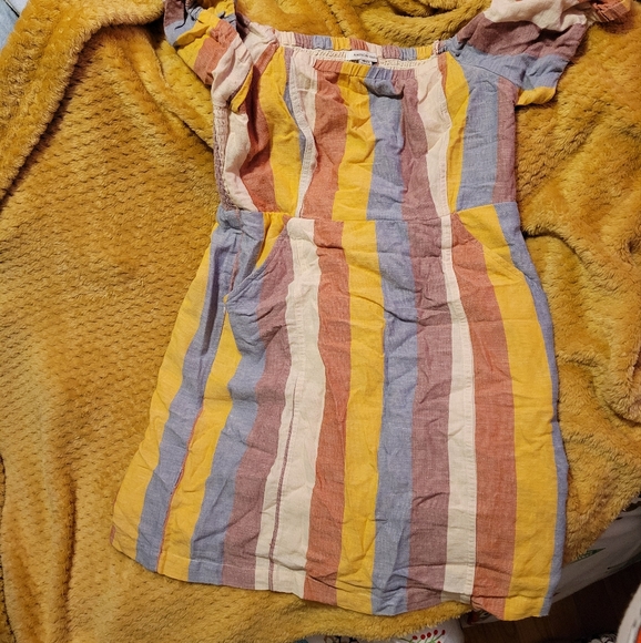 American Eagle Rainbow Stripe Puff Sleeve Mini Dress - Picture 3 of 5